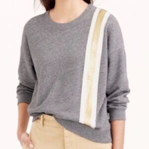 J. Crew | Gray Gold Racing Stripe Crop Sweatshirt Size Medium